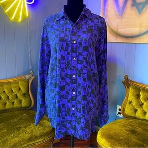 Vintage Neiman Marcus 100% Silk Abstract Shirt